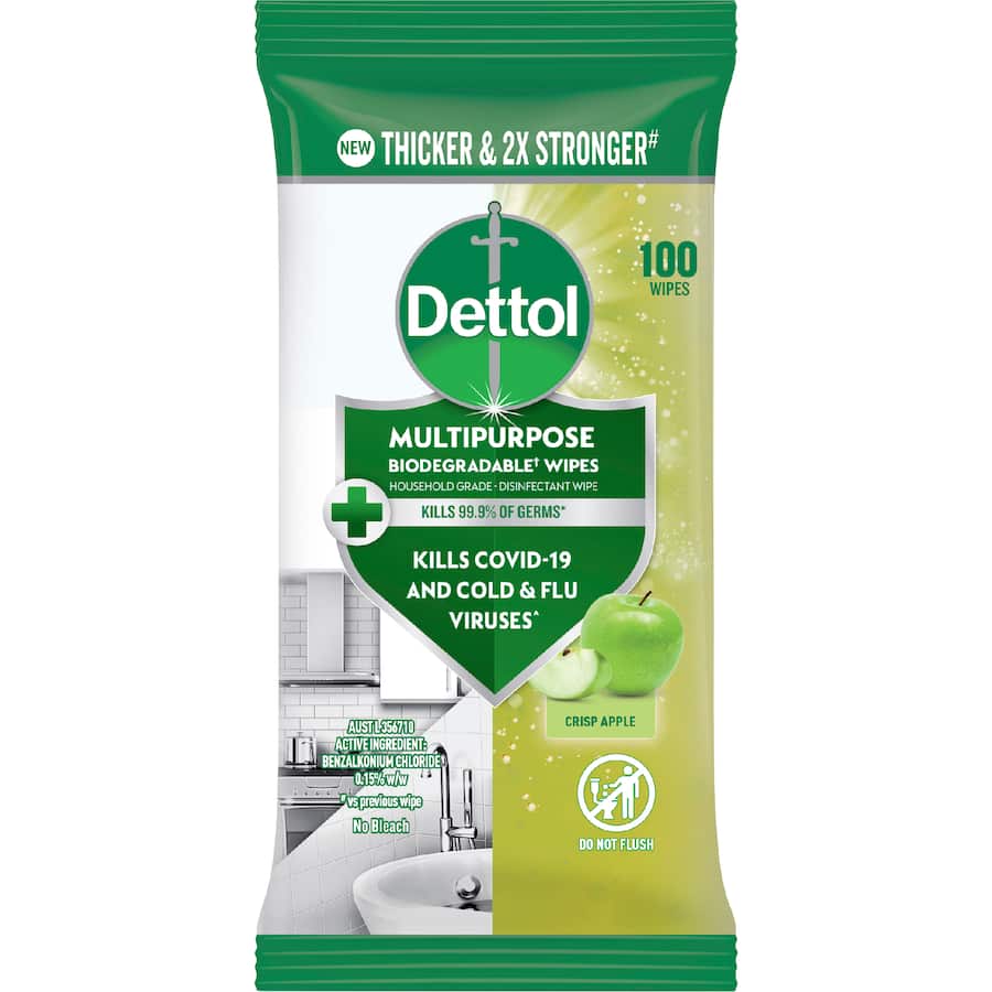 Dettol Disinfectant Wipes Crisp Apple 100pack