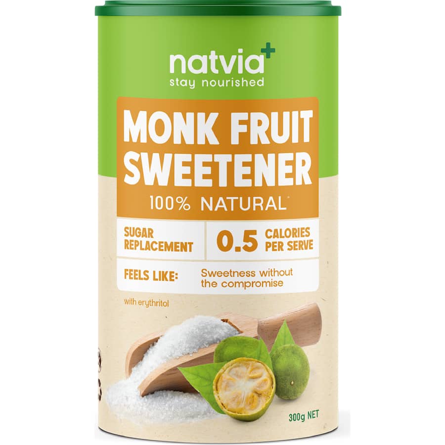 Natvia Natural Sweetener Monk Fruit Canister 300g