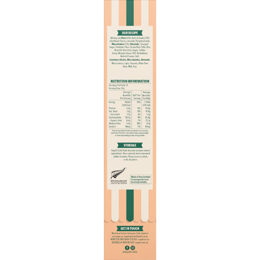 Vogel's Cafe Style Granola Manuka Macadamia 700g