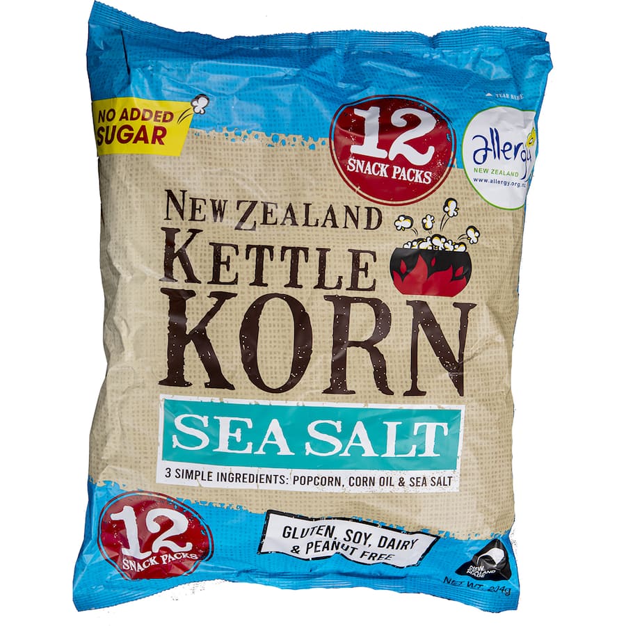 NZ Kettle Korn Popcorn Sea Salt Multipack 204g