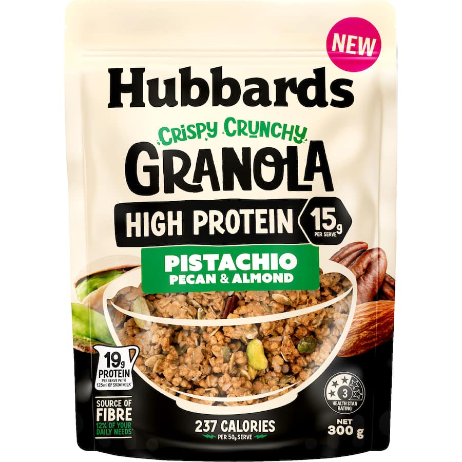 Hubbards Crispy Crunchy High Protein Granola Pistachio, Pecan & Almond 300g