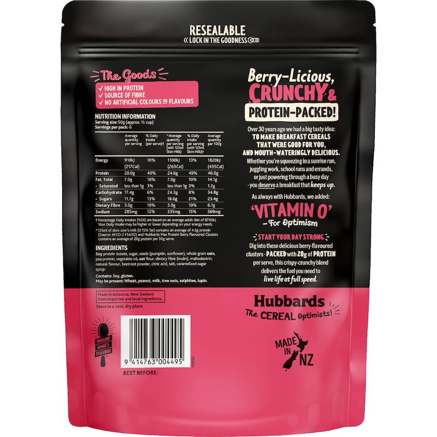 Hubbards Crispy Crunchy Cereal Max Protein Berry 300g