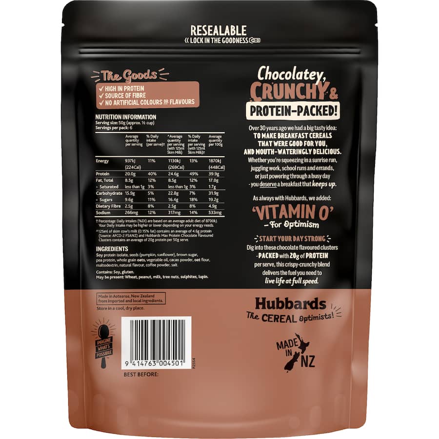 Hubbards Crispy Crunchy Cereal Max Protein Chocolate 300g