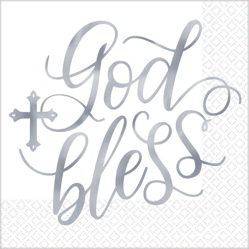 Pack of 16 Holy Day Blessed Lunch Napkins, hot-stamped for elegance, ideal for festive gatherings and celebrations.