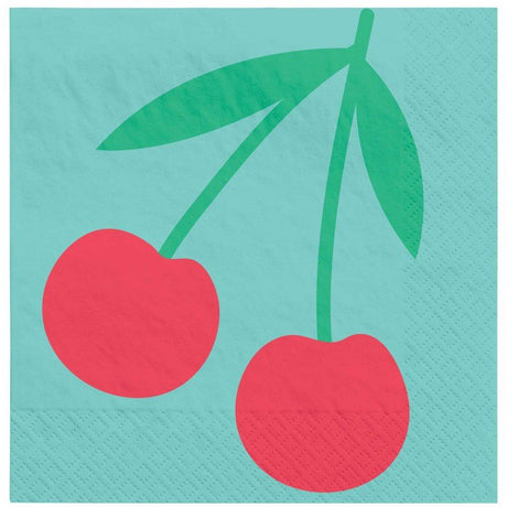 Colorful Tutti Frutti summer beverage napkins, pack of 16, perfect for drinks at BBQs and pool parties.