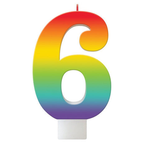 Colorful 11cm rainbow birthday candle for festive cake decor, perfect for kids and adults' celebrations.