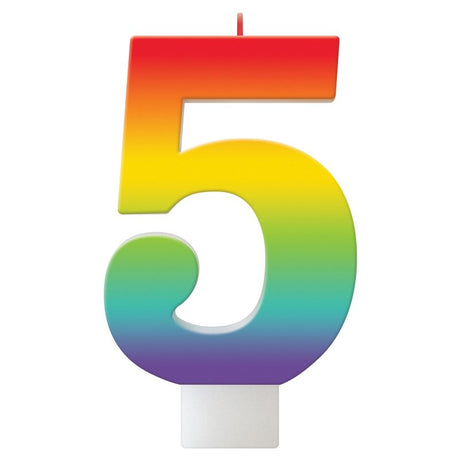 Vibrant 11cm rainbow birthday candle, perfect for adding a festive touch to any cake for memorable celebrations.