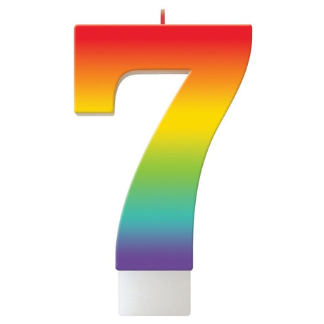 Vibrant 11cm rainbow birthday candle, perfect for celebrating special occasions with joy and color.