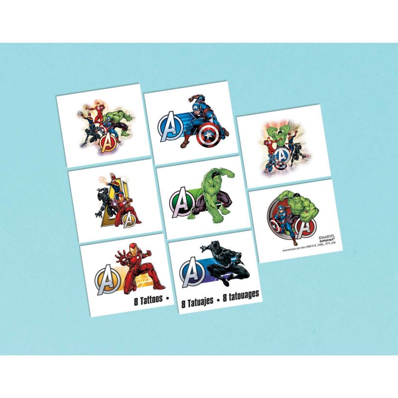 Marvel Avengers Powers Unite Tattoo Favors - Pack of 8