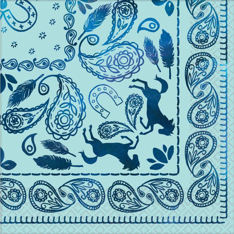 Colorful Spirit Riding Free beverage napkins featuring wild west themes, ideal for horse lovers' parties and events.