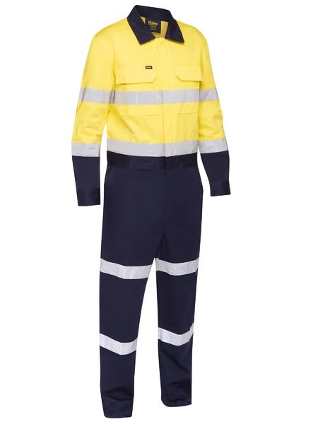 Bisley, Hi Vis Overall with waist zip opening Regular Fit - Orange/Navy - 112