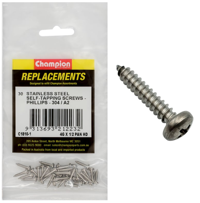 Self- Tapping Screws Stainless Steel (25PK) (Packet)