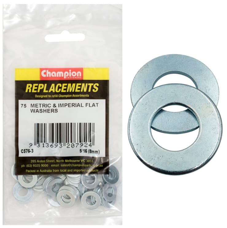 5/16 & 8MM Metric & Imperial Flat Washers 75PK