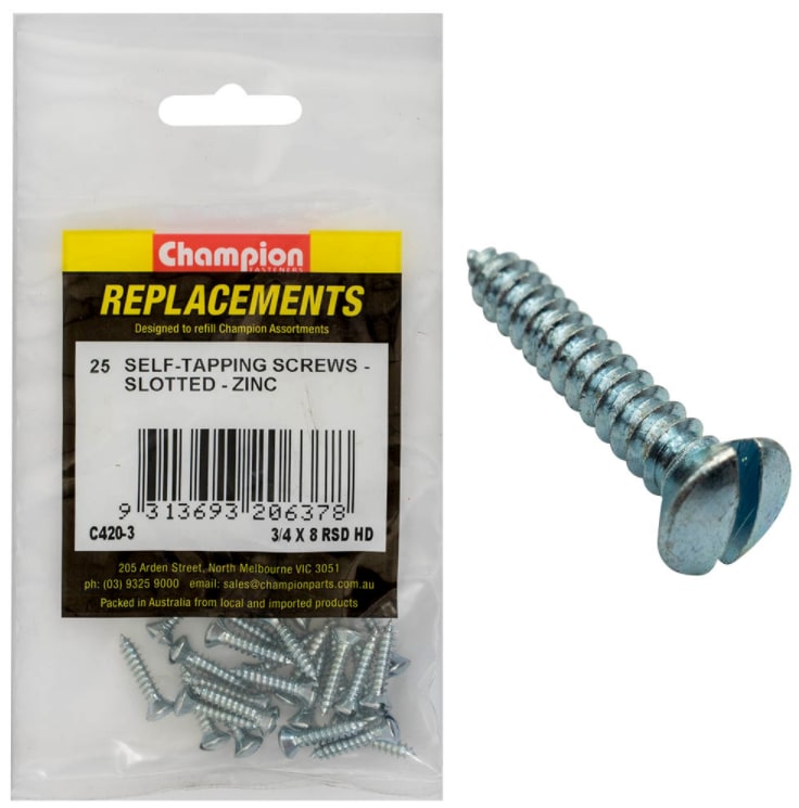 3/4 X 8 RSD HD Self- Tapping Screws Zinc-25PK (Packet)