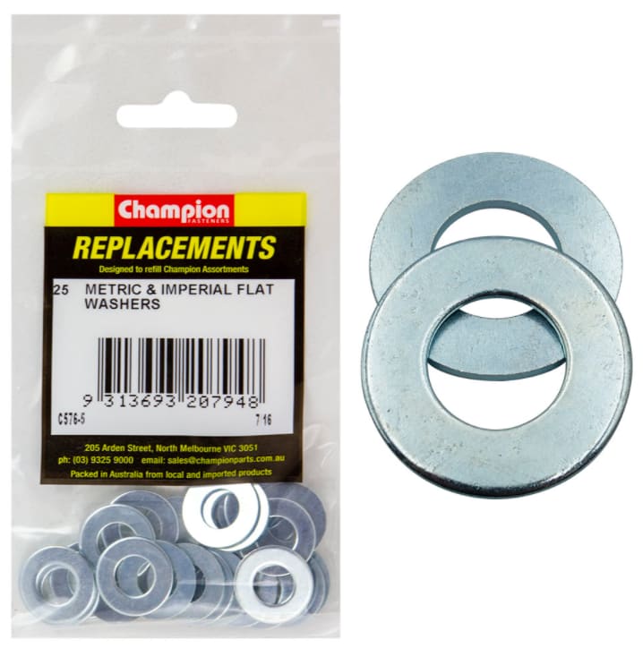 Metric & Imperial Flat Washers-25PK (Packet)