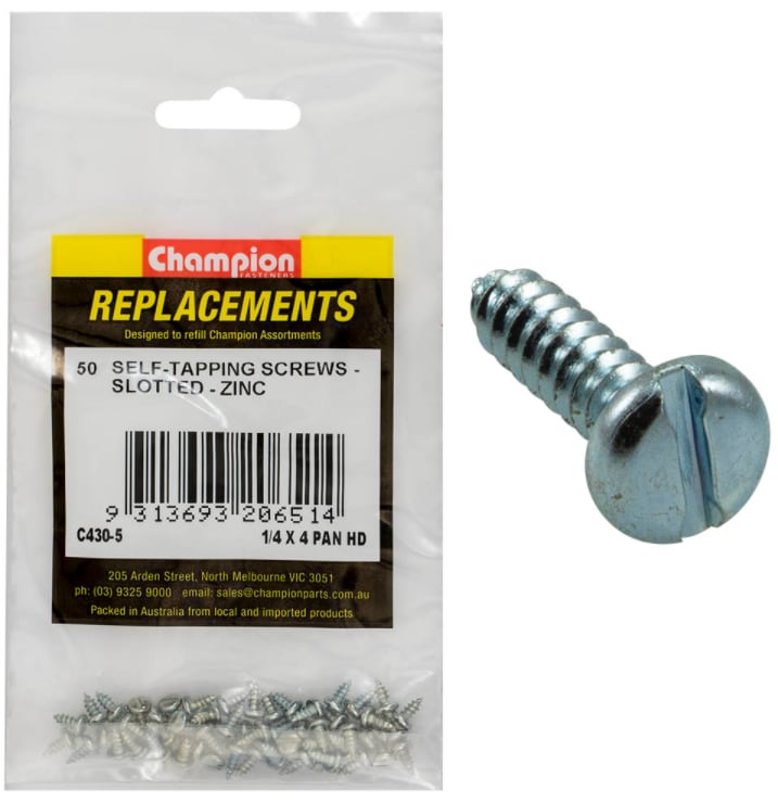 1/4 X 4 Self-Tapping Screws Slotted Zinc-50PK (Packet)