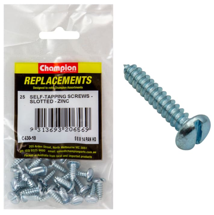 5/8 X 14 Self-Tapping Screws Slotted Zinc-25PK (Packet)