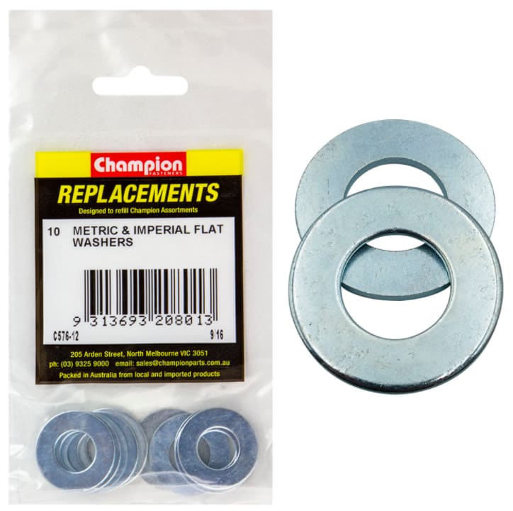 9/16 Metric & Imperial Flat Washers-10PK (Packet)