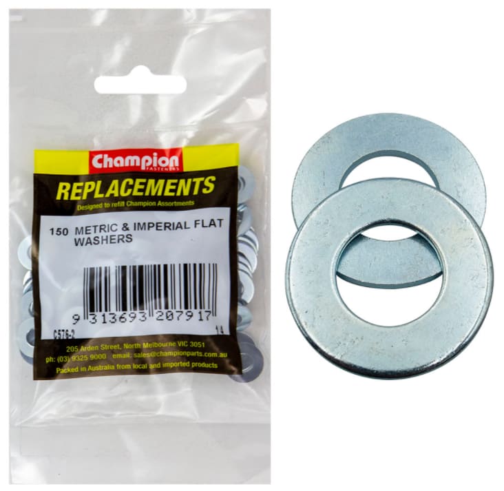 1/4 Metric & Imperial Flat Washers-150PK (Packet)