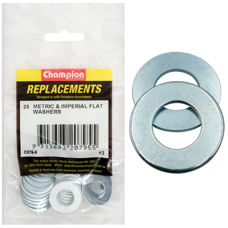 1/2 Metric & Imperial Flat Washers-25PK (Packet)