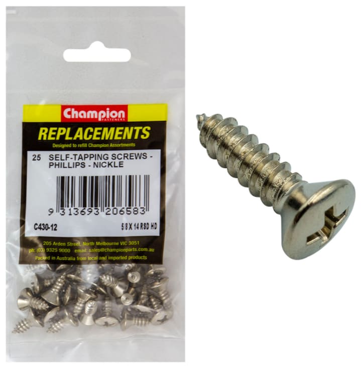 5/8 x 14 Self-Tapping Screws Nickle-25PK (Packet)