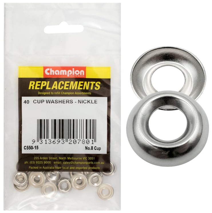 No.8 Cup Washers Nickle-20PK (Packet)