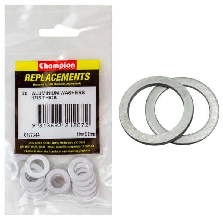 12MM X 22MM Aluminium Washers-20PK (Packet)