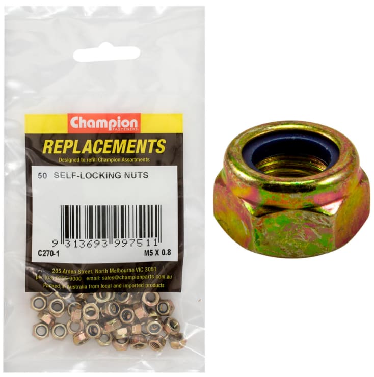 M5 X0.8 Self- Locking Nuts-50PK (Packet)