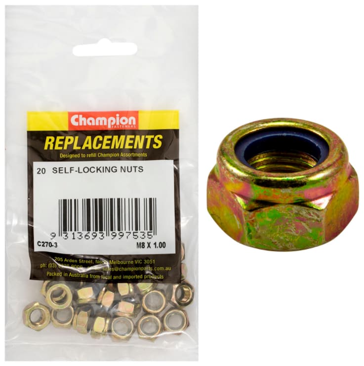 M8 X1.00 Self- Locking Nuts-20PK (Packet)