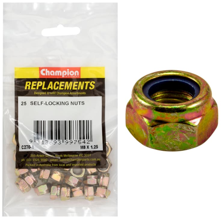 M8 X 1.25 Self- Locking Nuts-25PK (Packet)