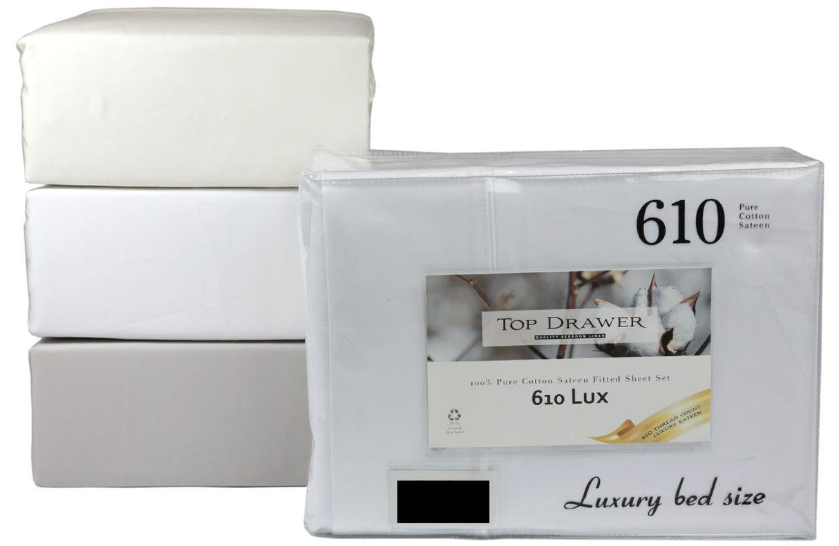 King Sheet Set - 610TC TD Lux 50cm Drop (White)
