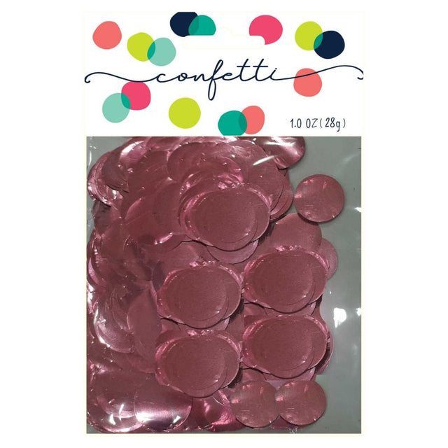 Metallic light pink confetti circles, 2cm, perfect for elegant celebrations and decor, 28g pack.