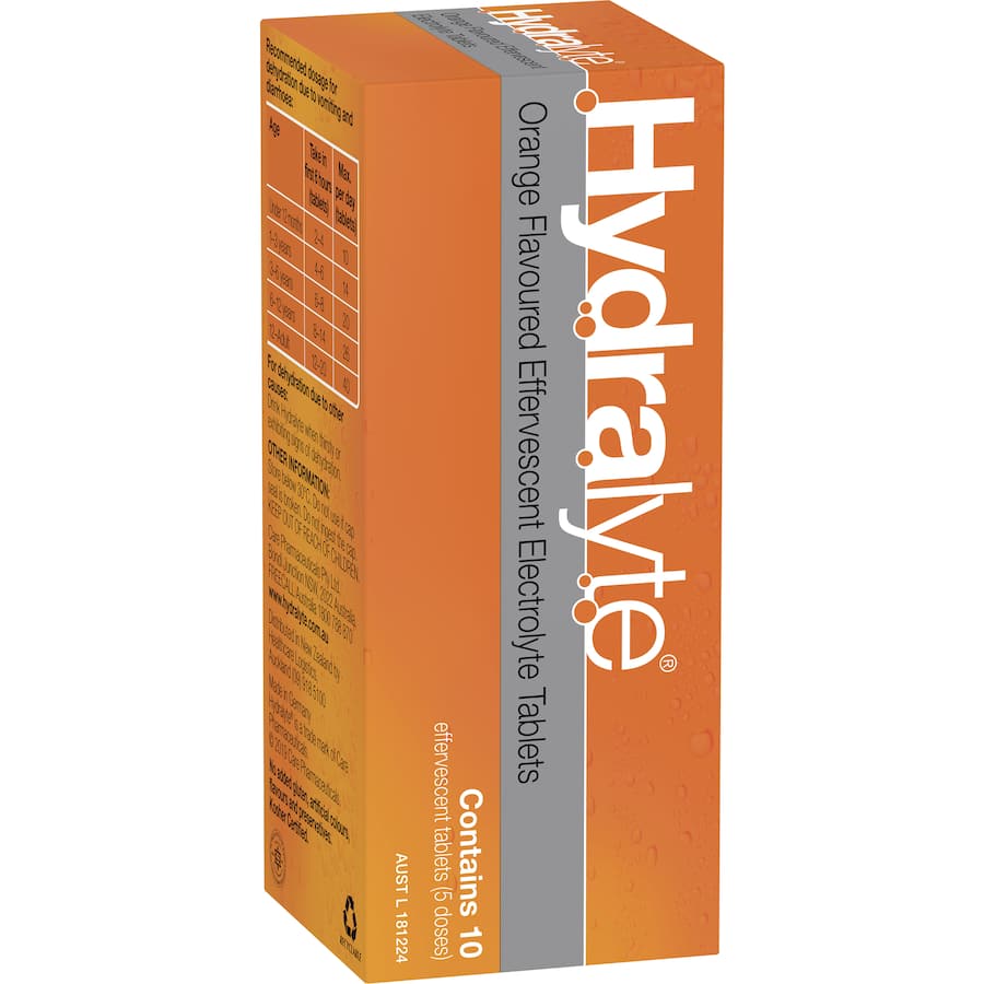Hydralyte Effervescent Electrolyte Tablets Lemon Orange 10pack
