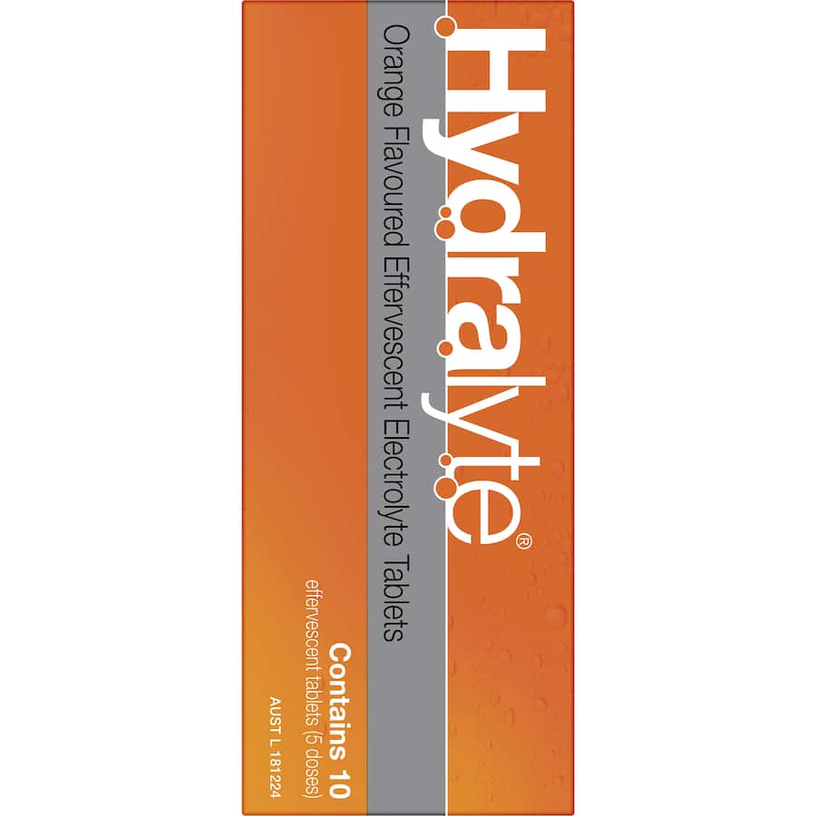 Hydralyte Effervescent Electrolyte Tablets Lemon Orange 10pack