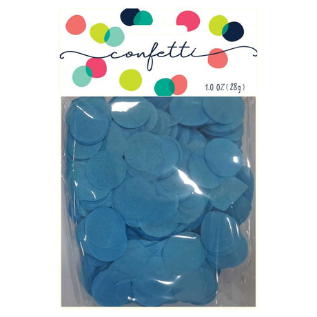 Caribbean Blue paper confetti circles, 28g pack, perfect for parties, weddings, crafts, and festive decorations.