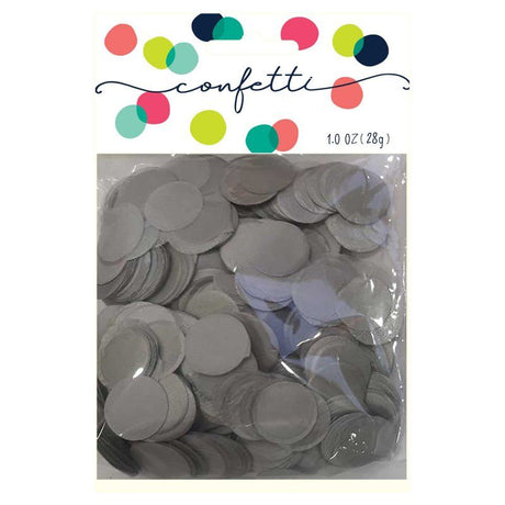 Silver 2cm confetti circles made from premium 28g tissue paper, perfect for adding elegance to any celebration.