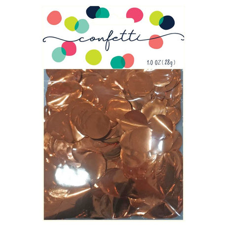 Shiny metallic orange confetti circles, 2cm, perfect for parties and crafts, adds glamour to any celebration.