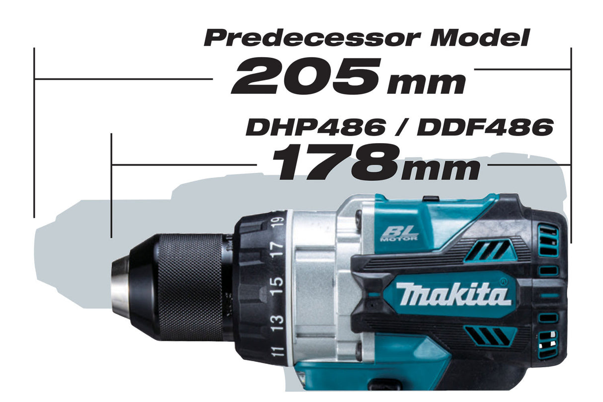 Makita 18V LXT BL Cordless Hammer Drill Driver 13mm,125Nm (Skin Only)