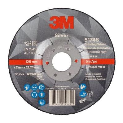 3M Silver Depressed Centre Grinding Wheel-125mm x 7mm x 22mm-20-Pack