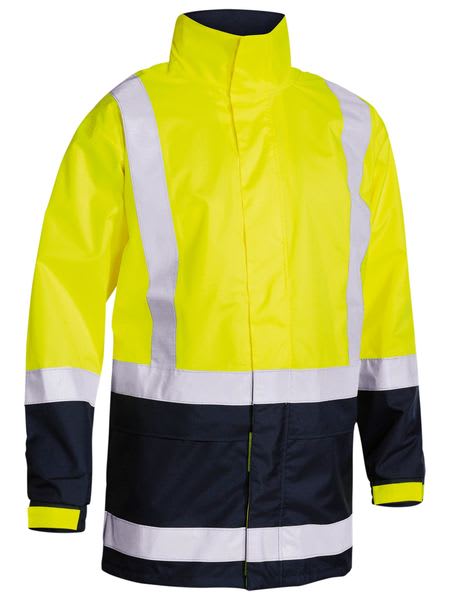Bisley, Hi Vis Rain Shell Jacket, BJ6966T - Yellow/Navy (Size: XL)