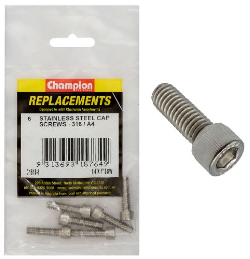 1/4" x 1" BSW Socket Cap Screw 316/A4 -6pk (Packet)