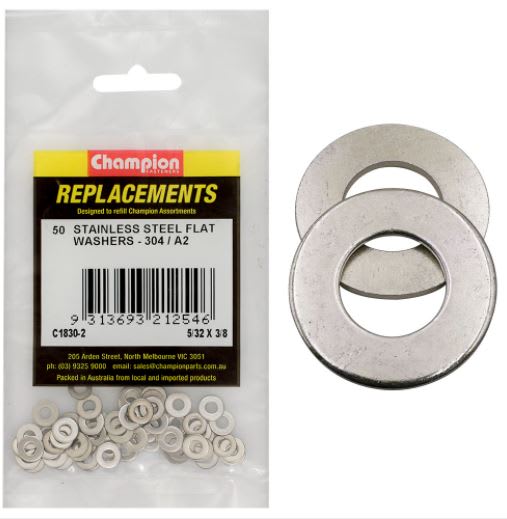 5/3"n x 3/8" Stainless Flat Washer 304/A2 -50pk (Packet)