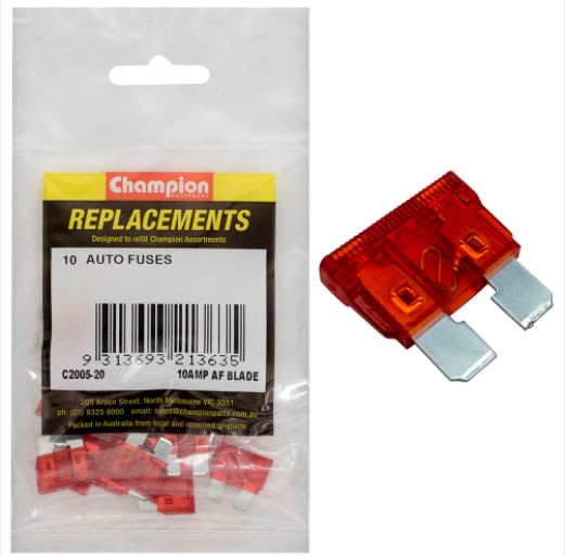AF 10Amp Standard Blade Fuse (Red) -10pk (Packet)