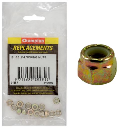 3/16" UNC Nylon insert Self-Locking Nut -15pk (Packet)