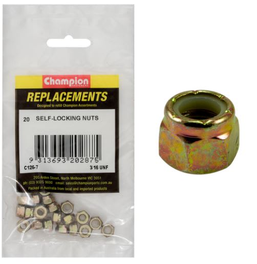 3/16" UNF Nylon insert Self-Locking Nut -20pk (Packet)