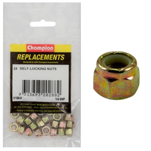 1/4" UNF Nylon Insert Self-Locking Nut -25pk (Packet)