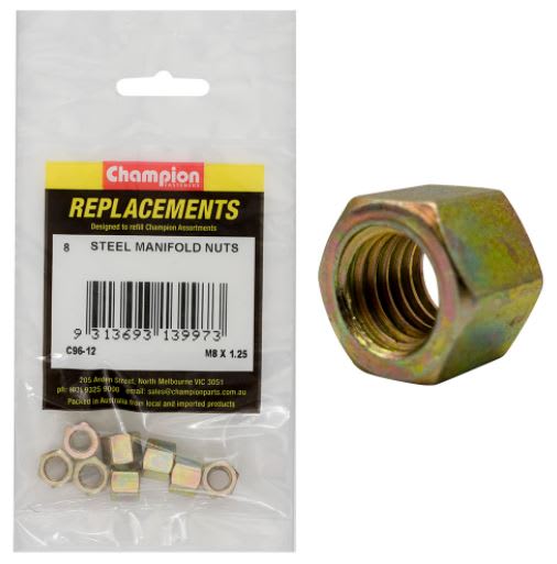 M8 x 1.25mm Steel Manifold Nut -8pk (Packet)