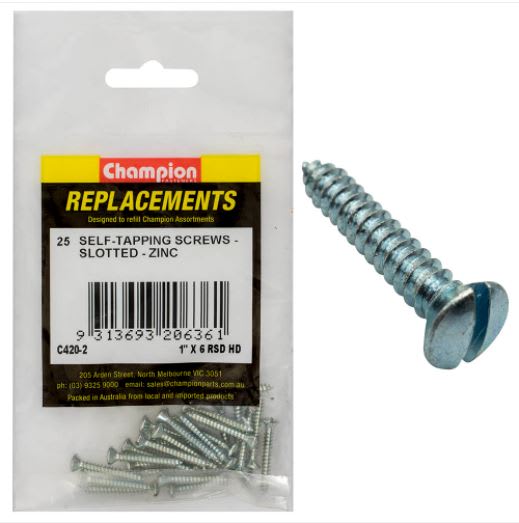 6G x 1" S/Tapping Screw Rsd Hd Phillips -25pk (Packet)
