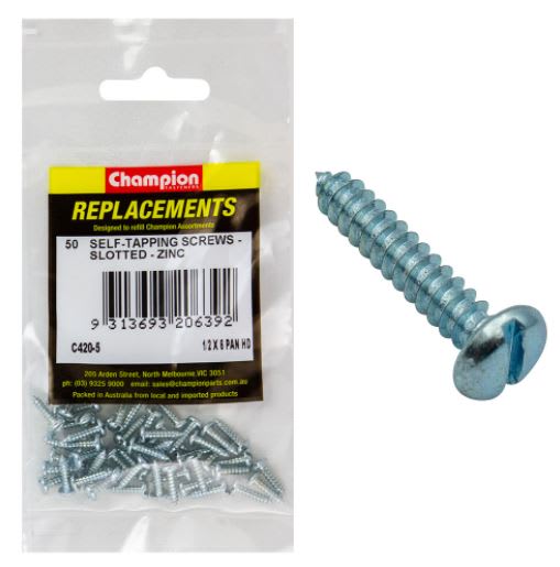 6G x 1/2" S/Tapping Screw Pan Head Phillips -50pk (Packet)