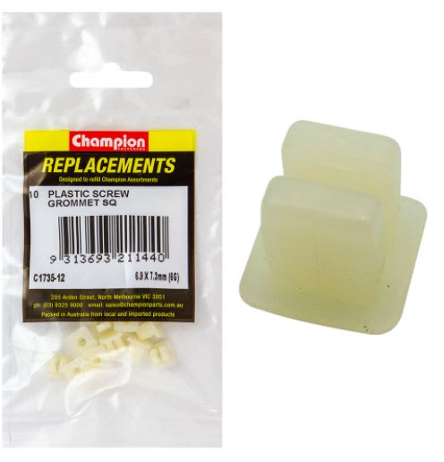 Screw Grommet Sq 6.9x7.3mm-6G-10pk